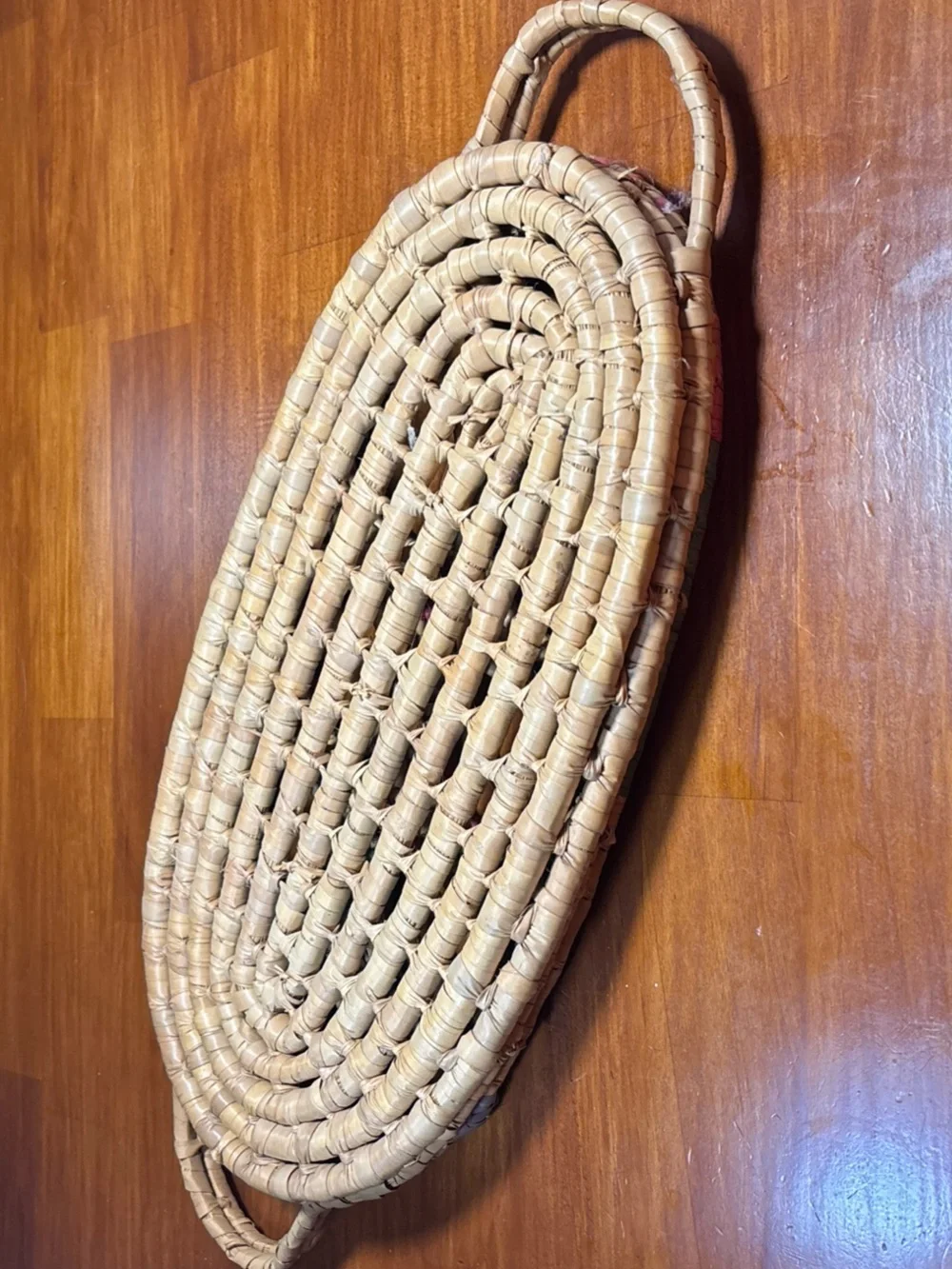 Vintage Wicker Rattan Drink Carrier Retro Woven Boho Cantina Multicolor Style